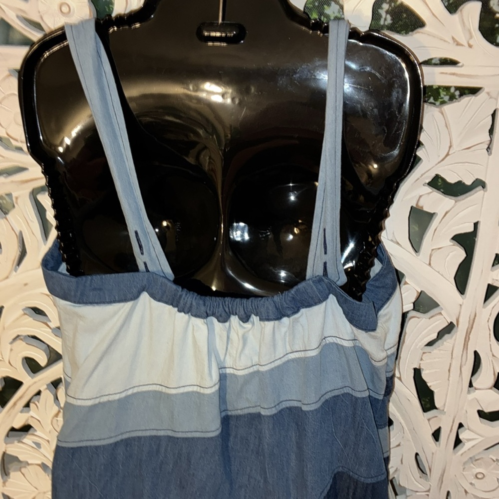 Anthropologie PILCRO myriad Blue Denim seamed smocked elastic back center 4 fit - Picture 5 of 12